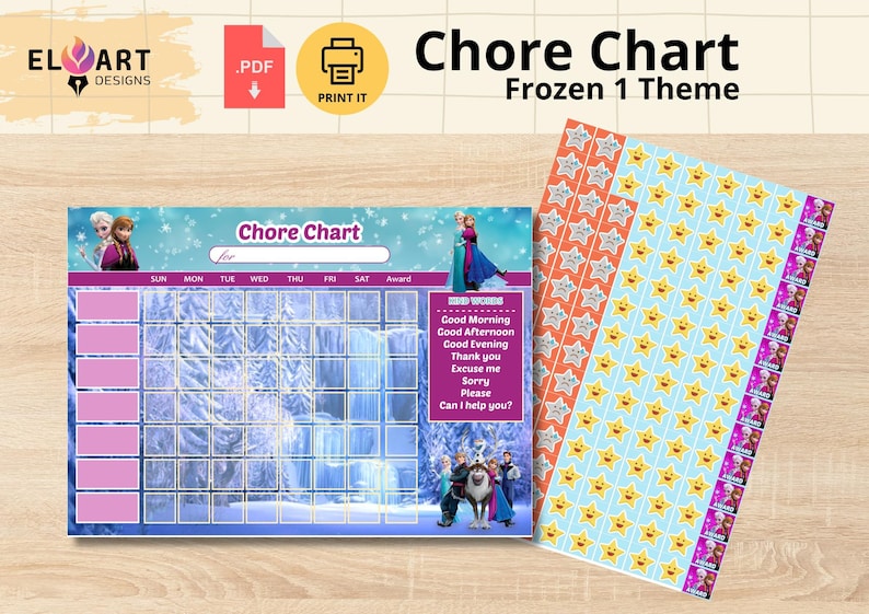 Frozen, Ana and Elsa Inspired Reward Chart Printable | Instant Download ...
