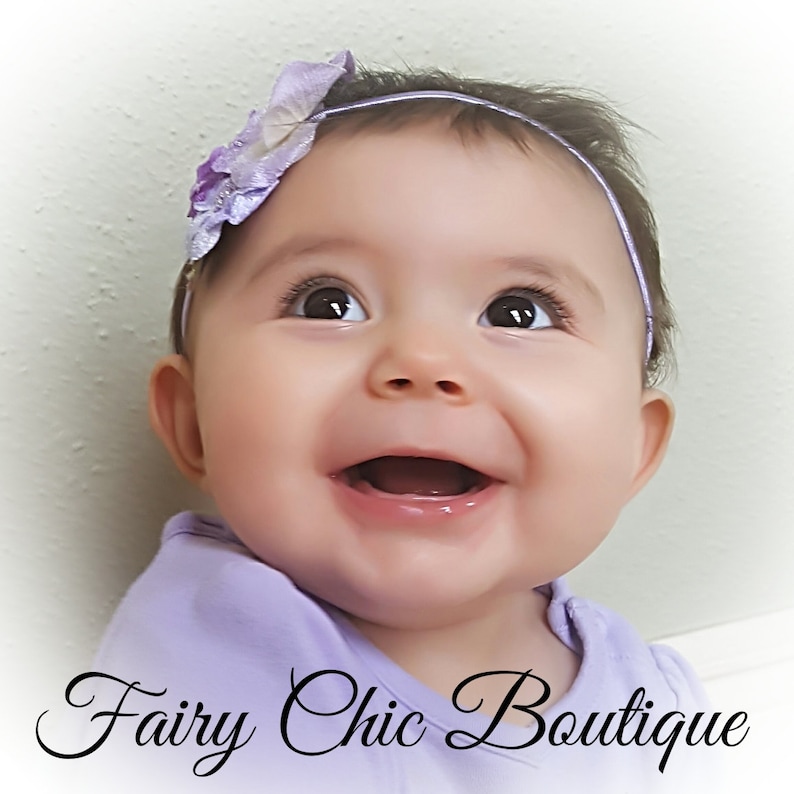 shabby chic headband baby headbands velvet petal flower Baby girl headband shades of lavender hair bow girls headband flower headband
