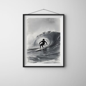 Surfen auf der Welle Digital Art Print für Küstendekor