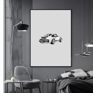 Vintage Porsche Wandkunst – Retro Auto Digitaldruck für Auto-Enthusiasten & Man-Cave-Deko