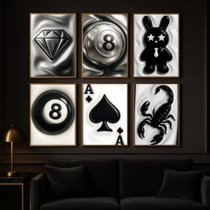 HYPEBEAST 30 WALL ART printspakket, 8-ball trendy prints, digitale coole muurkunstset, 3D-kamerdecoratiebundel, minimalistische Hypebeast-posters