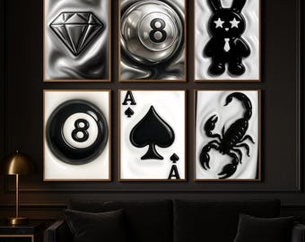 HYPEBEAST 30 WALL ART prints pack, 8 Ball Trendy Prints, Digital Cool Wall Art Set, 3D Room Decor Bundle, Minimalist Hypebeast Posters