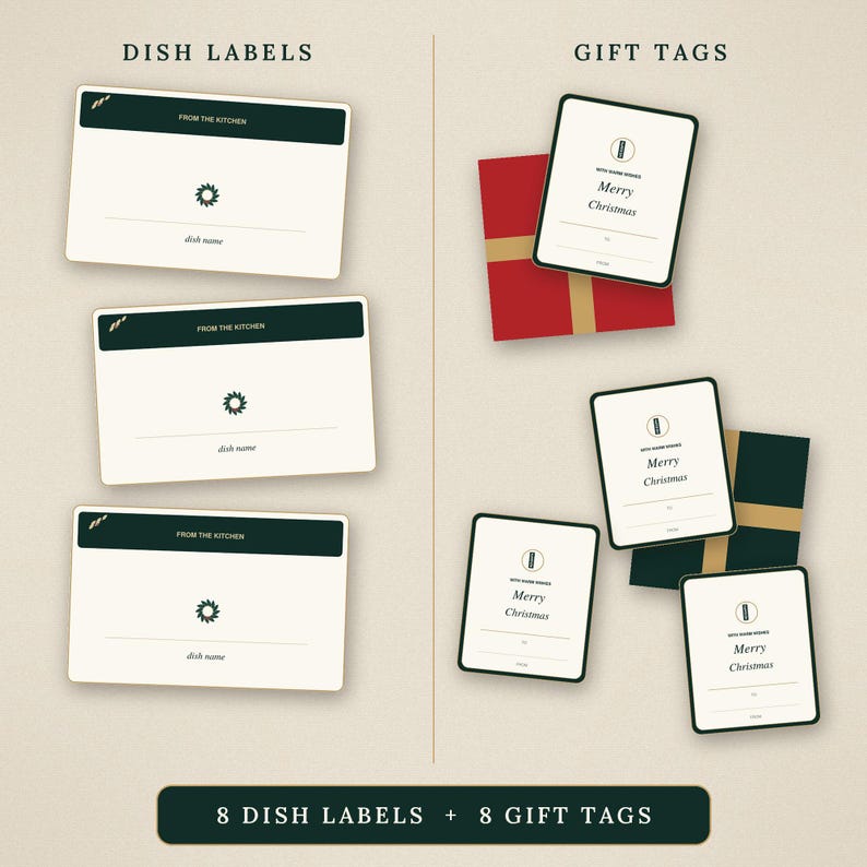 Christmas Dinner Table Printables for 8: Menu, Place Cards, Buffet ...