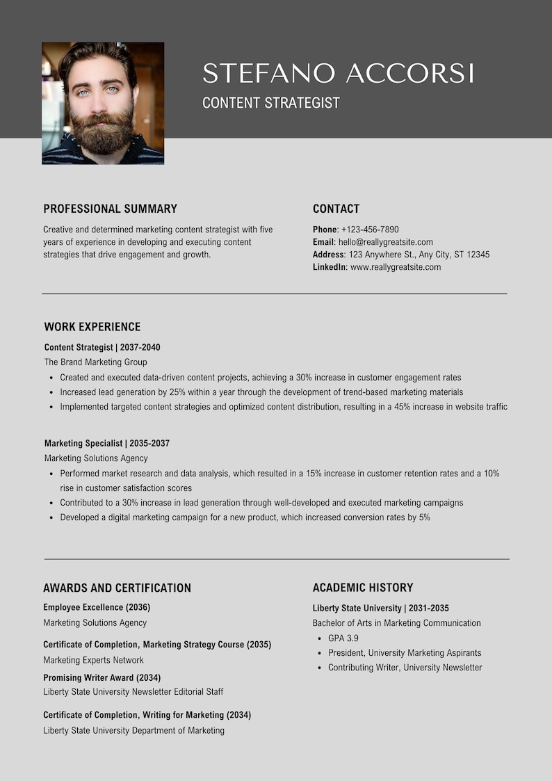 Professional Resume Template | Canva Editable CV | Modern & Clean ...