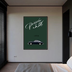 Porsche 356 Digitaldruck, Oldtimer-Wand-Kunst, Vintage Sportwagen Poster, Retro Auto Dekor, Instant Download