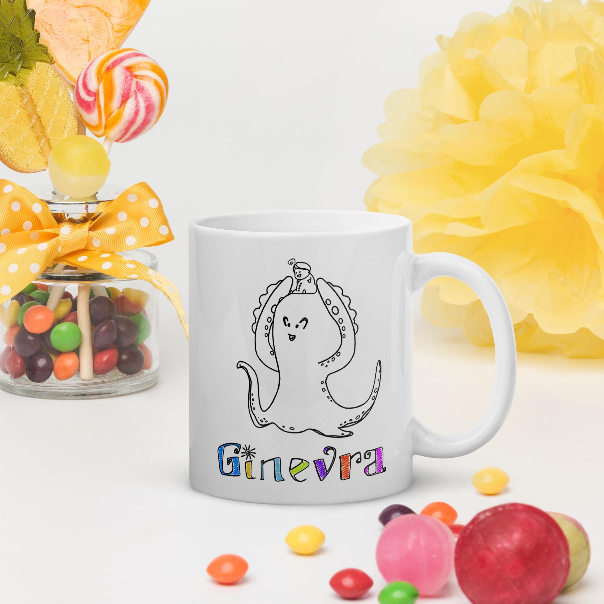 Rody, tazza per bambini personalizzata, con nome e divertente dinosauro, tazza smaltata, idea regalo
