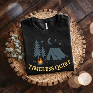 Camping Scene Cotton Tee: Nature Lover Unisex Shirt