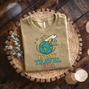 In my travel era Unisex Cotton Tee - Gift for travellers, Travelling, Holidays, Adventure Shirt, Travel Gifts, Wanderlust Apparel, Vacation