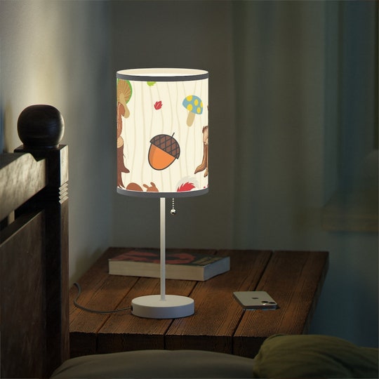 Woodland Animal Acorn Forest Deer Fox Critters Nursery Children Kids Lamp on a Stand, US|CA plug