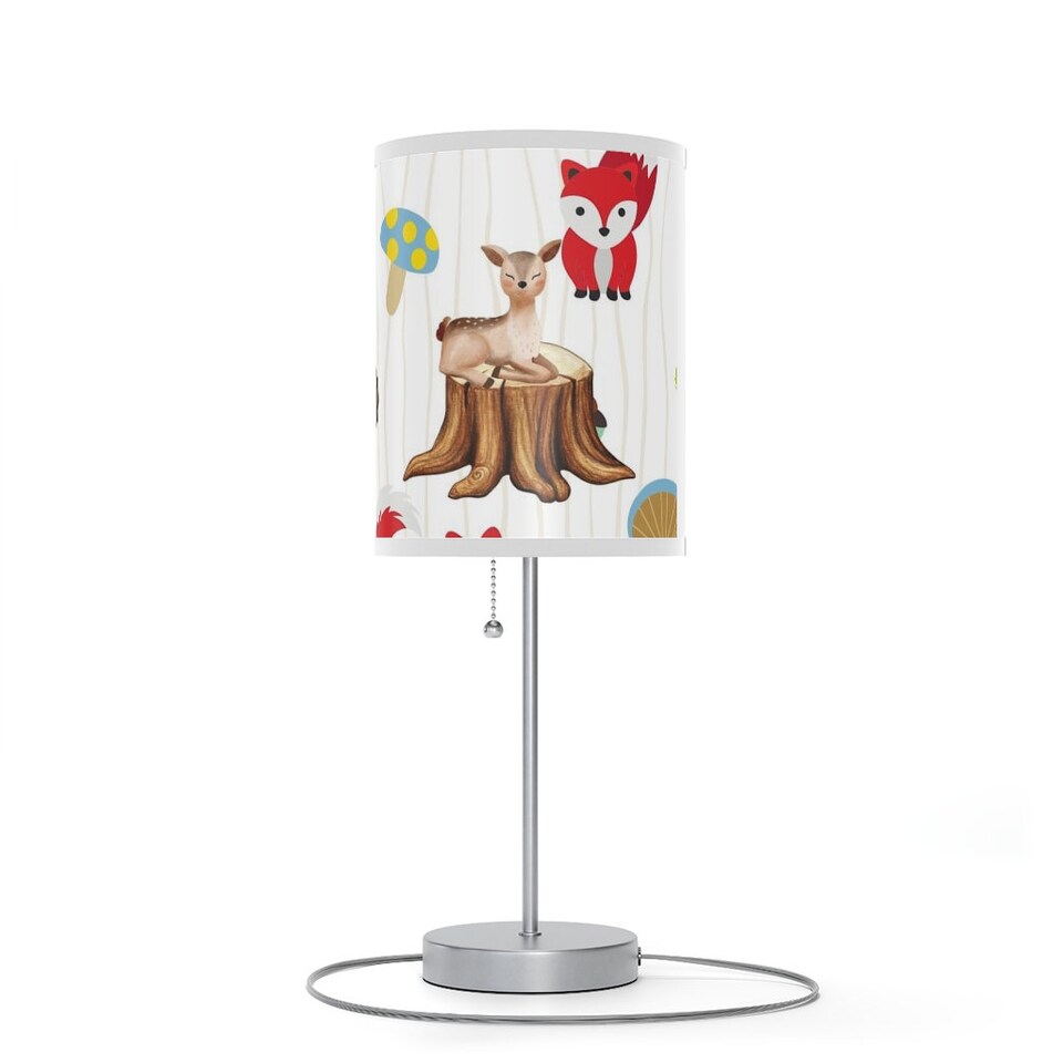 Woodland Animal Acorn Forest Deer Fox Critters Nursery Children Kids Lamp on a Stand, US|CA plug