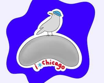 Sticker I Love Chicago / Leuke sticker voor kinderen / Chicago Souvenir / Chicago-cadeaus / Cadeaus voor Chicago / Leuke dierensticker / Chicago Bean