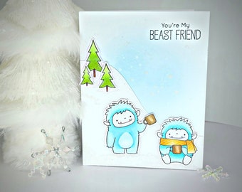 Yeti Card | Beast Friends Card | Best Friends Card | Friendship Card | Winter Card