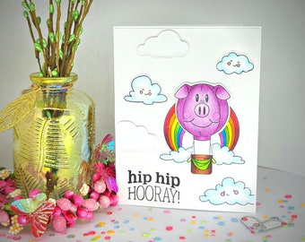 Kids Birthday Card | Balloon Birthday Card | Juvenile Birthday Card | Rainbow Card