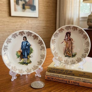Vintage Wood & Sons Blue Boy och Pinkie Mini Tallriksset - Original Stickers England