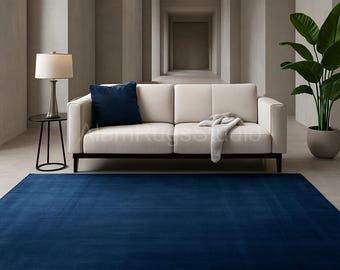 Modern Deep Navy Blue Area Rug – Minimalist Solid Color Carpet for Living Room, Bedroom & Office Décor 2x3 3x5 4x6 5x8 6x9 8x10 9x12 Costom