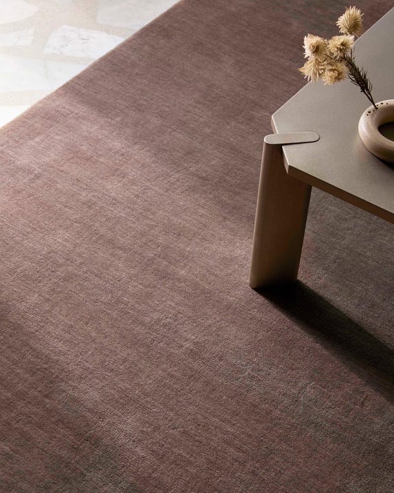 Hand Tufted Solid Brown Rug, Minimalist Wool Area Rug, Custom Size Modern Carpet for Living Room Bedroom Neutral Luxury Decor