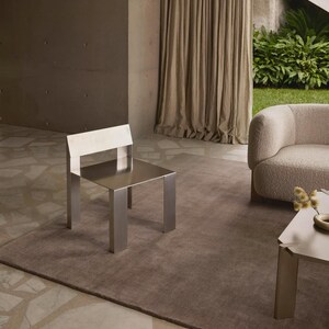 Hand tufted solid brown wool rug in modern living room, minimalist neutral carpet with soft texture and luxury finish for home decor