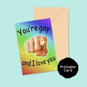 Funny Pride digitale kaart | "Je bent homo en ik hou van je" | LGBTQ+ direct downloaden