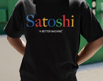 Satoshi Retro T-Shirt - Bitcoin Parody Tee, Search Engine Colorful Logo, Streetwear Graphic Top Crypto Finance Gift