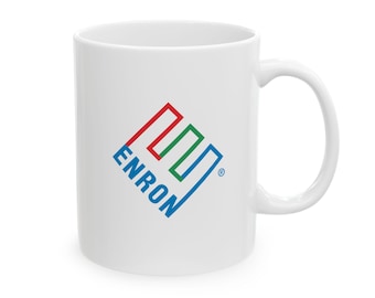 Enron Mug, Enron Logo Mug, Accounting Fraud Scandal, Ceramic Mug, Defunct Energy Corporation, 11oz, 15oz, Coffee Cup, Bankrupt Company