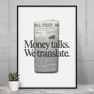 Money Talks Poster - Retro Finance Wall Art, Business & Investing Decor, Typography Print for Office or Home, Entrepreneur Investor Gift