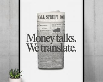 Money Talks Poster - Retro Finance Wall Art, Business & Investing Decor, Typography Print for Office or Home, Entrepreneur Investor Gift