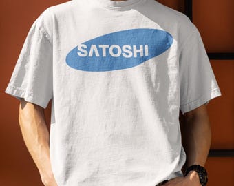 Satoshi Cellular Logo Parody T-Shirt - Retro Crypto Tee, Bitcoin Streetwear, Oversized for BTC Investor \ Trader