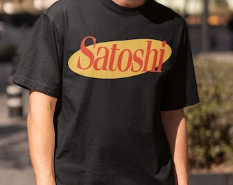 Satoshi Boxy Tee | Parody Sitcom Graphic, Unisex Oversized Fit T-Shirt, Retro Streetwear, Gift for Bitcoin Fans & Crypto Enthusiasts
