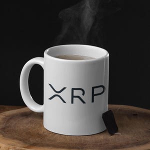 XRP Logo Coffee Mug - Cryptocurrency Ceramic Cup 11oz & 15oz - Bitcoin Trader Gift, Finance Crypto Drinkware