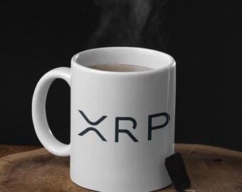 XRP Logo Coffee Mug - Cryptocurrency Ceramic Cup 11oz & 15oz - Bitcoin Trader Gift, Finance Crypto Drinkware