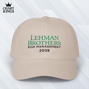 Lehman Brothers 2008 Risk Management Hat Finance Meme Dad Cap, Wall Street Collapse Parody, Stonk Gift for Traders & Advisors