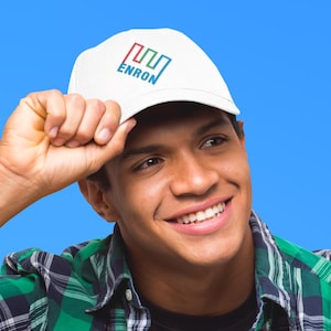 Enron Vintage Logo Dad Hat | Funny Finance Bro Cap, Retro Collapse Merch, Wall Street Meme Gift