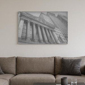 New York Stock Exchange Wall Art Vintage - Retro NYC Architecture Print, Wall Street Finance Decor NYSE Canvas Gift for Traders & Collectors