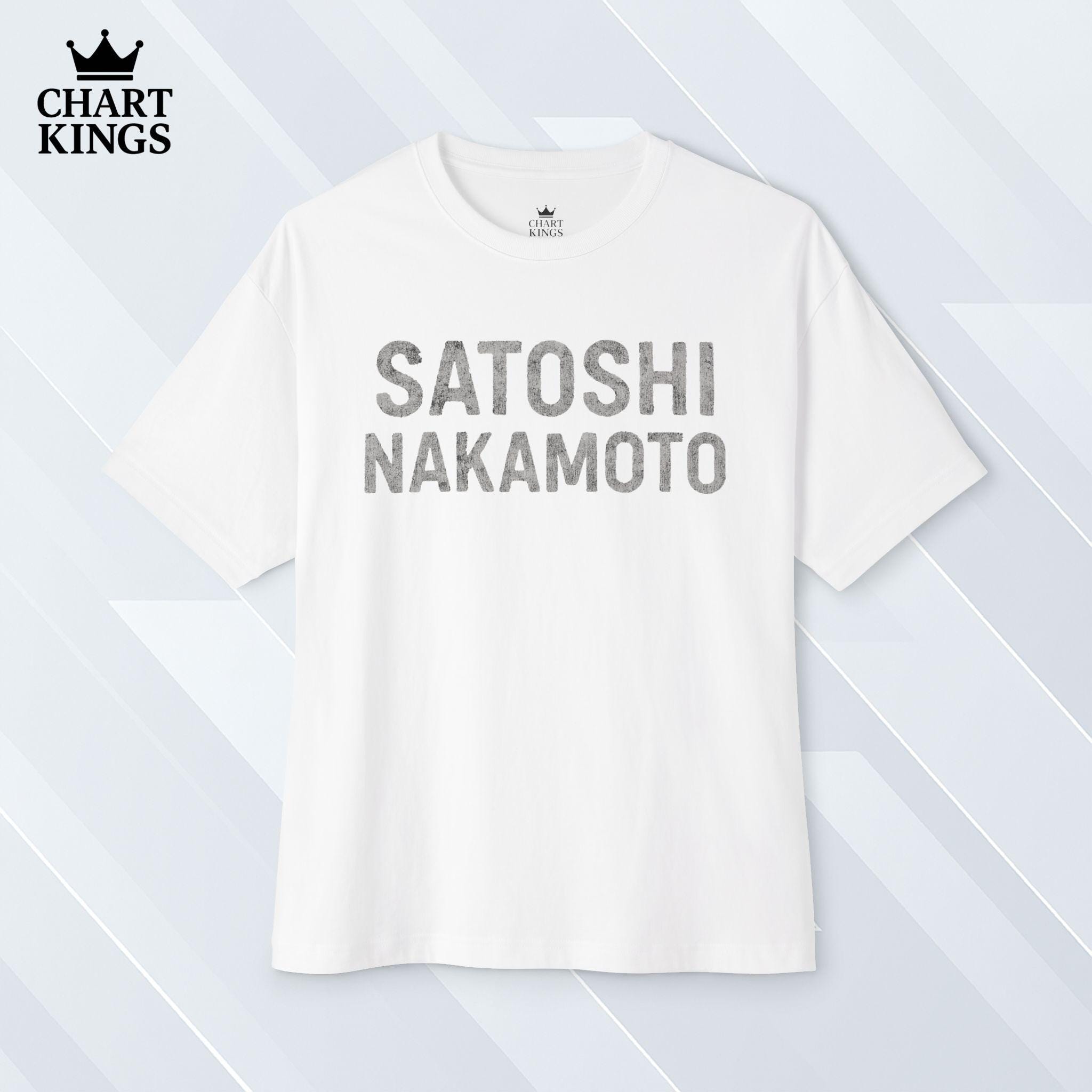 サトシ・ナカモト ビットコイン ボックスTシャツ | ダメージ加工 暗号通貨シャツ オーバーサイズ ストリートウェア フィット |  ブロックチェーンと金融のギフト | Chart Kings