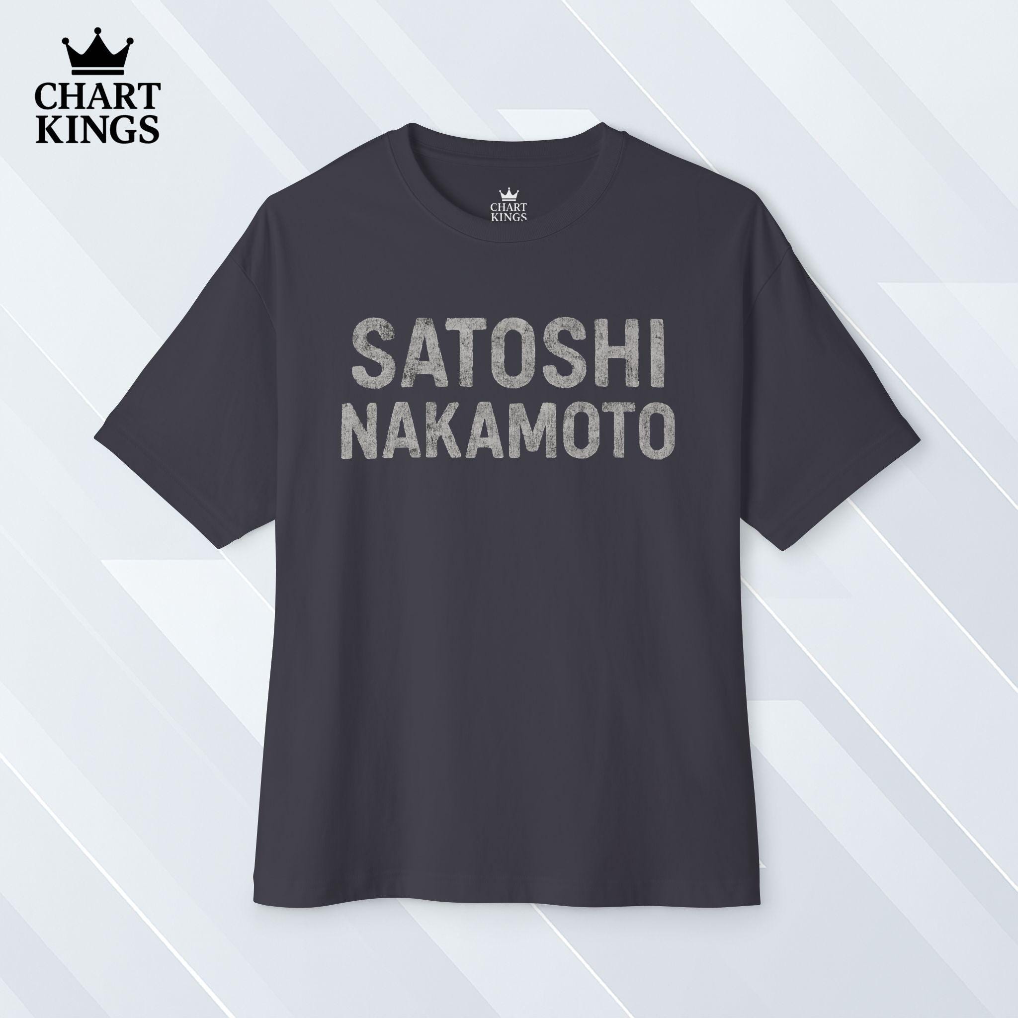 サトシ・ナカモト ビットコイン ボックスTシャツ | ダメージ加工 暗号