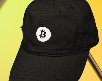 Bitcoin Dad Hat Distressed Unisex Cap for Crypto Traders | BTC Streetwear Gift | Tech Finance Bro Baseball Hat