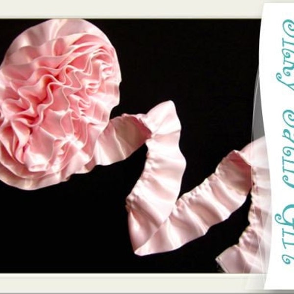 Ruffled Baby Pink Satin Blanket Binding - Wrights Brand Binding with handmade ruffle