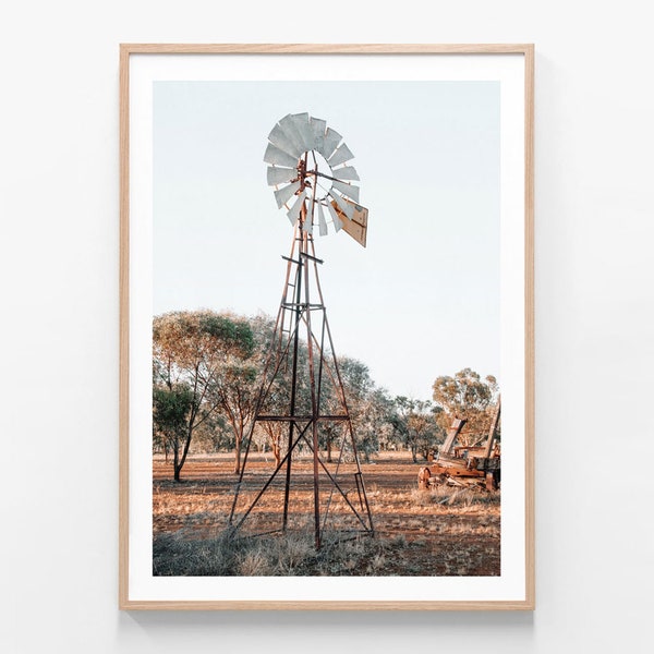 Australian Photography | Rural Windmill | Bush | Outback | Country | Rusty | Dusty | Aussie | Modern Wall Art | Framed Print or Poster