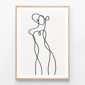 Line Art Illustration Poster Print | Femme Line 2 | Abstract Female Figure Drawing Wall Art Print