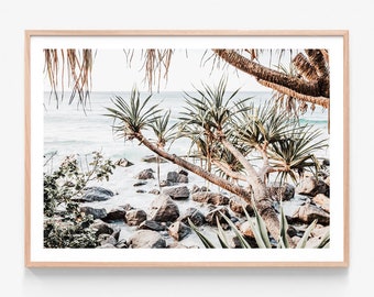 Australian Coast Framed Print or Poster | Coastal Pines | Rocky Beach | Summer Holiday | Pandanus | Photography | Modern Australian Wall Art