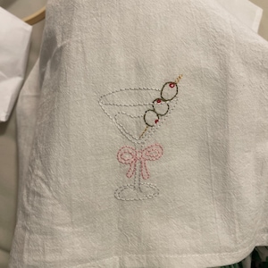 Customizable Hand-Embroidered Tea Towel