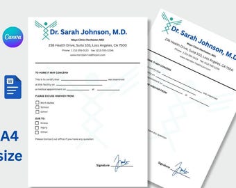 Editable Doctor Excuse Note Template: Absence Form (Word, Canva Printable)