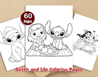 60 Lilo and Stitch Coloring Pages Kids Activity (Printable PDF)