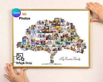 Family Tree Photo Collage Template – Canva Frames for Family Pictures & Memorials Gifts