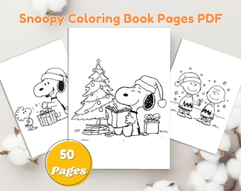 50 Snoopy Coloring Pages – Charlie Brown Christmas Printable PDF (Instant Download)