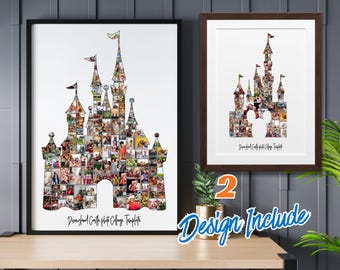 Plantilla de marco de lienzo para collage de fotos de Mickey y el castillo de Disneyland París con 2 diseños diferentes