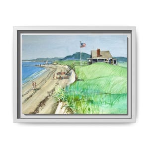 Cape Cod Dunes Wall Art, Coastal Beach Decor, Seaside Watercolor Painting, Cape Cod Beach Scene, New England Summer Vibe, Framed Canvas