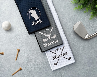 Personalized Golf Towel, Embroidered Microfiber with Clip,Fathers Day Gift