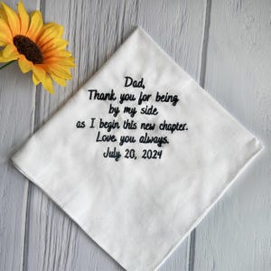 Embroidered Wedding Handkerchief For Father,Mom,Wedding Gift to dad,Personalized Wedding Handkerchief,Wedding Mementos Gift,For her