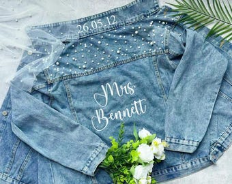 Personalized Bride Denim Jacket – Embroidered Bridal Jean, Wedding Gift